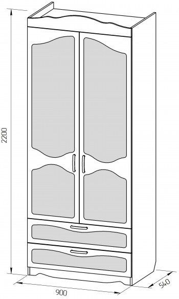 Шкаф 2-х створчатый с ящиками серии Иллюзия 99 Серый в Боготоле - bogotol.mebel54.com | фото