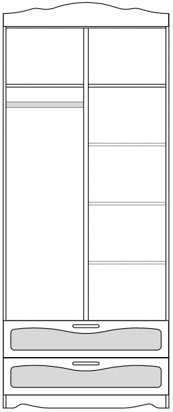 Шкаф 2-х створчатый с ящиками серии Иллюзия 99 Серый в Боготоле - bogotol.mebel54.com | фото