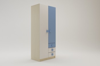 Шкаф 2-х створчатый с ящиками Скай (Синий/Белый/корпус Клен) в Боготоле - bogotol.mebel54.com | фото