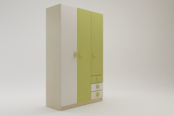 Шкаф 3-х створчатый с ящиками Эппл (Зеленый/Белый/корпус Клен) в Боготоле - bogotol.mebel54.com | фото
