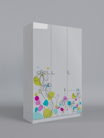 Шкаф 3-х створчатый с ящиками Флёр (Белый/корпус Выбеленное дерево) в Боготоле - bogotol.mebel54.com | фото