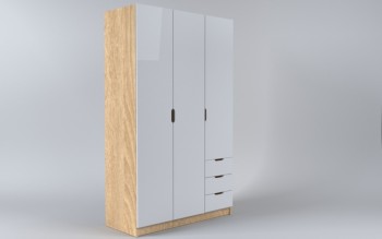 Шкаф 3-х створчатый с ящиками Лофт (Белый/корпус Дуб Сонома) в Боготоле - bogotol.mebel54.com | фото