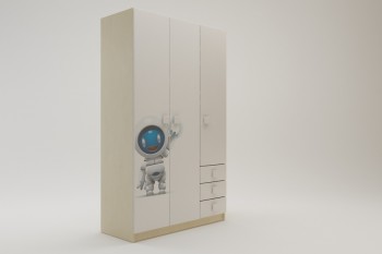 Шкаф 3-х створчатый с ящиками Санни (Белый/корпус Клен) в Боготоле - bogotol.mebel54.com | фото