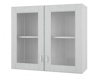 Шкаф 80 с 2-мя витринами Камелия (Арктик/корпус Белый) в Боготоле - bogotol.mebel54.com | фото