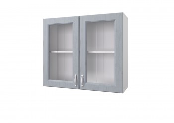 Шкаф 80 с 2-мя витринами Принцесса (Серый/корпус Белый) в Боготоле - bogotol.mebel54.com | фото