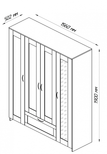 Шкаф четырехдверный Сириус с 1 зеркалом и 1 ящиком белый в Боготоле - bogotol.mebel54.com | фото