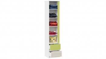 Шкаф для белья комбинированный «Сканди» Дуб Гарден/Белый/Зеленый в Боготоле - bogotol.mebel54.com | фото