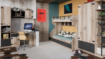 Шкаф для одежды комбинированный «Окланд» (Фон Черный/Дуб Делано) в Боготоле - bogotol.mebel54.com | фото