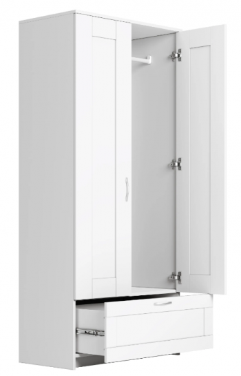 Шкаф двухдверный Сириус с 1 ящиком белый в Боготоле - bogotol.mebel54.com | фото