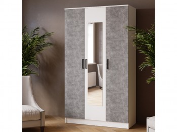 Шкаф комбинированный Ларс (1,2) с зеркалом белый/ателье светлое в Боготоле - bogotol.mebel54.com | фото