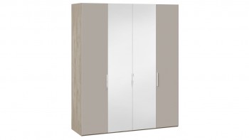 Шкаф комбинированный с 2 глухими и 2 зеркальными дверями «Эмбер» Баттл Рок/Серый глянец в Боготоле - bogotol.mebel54.com | фото