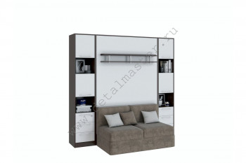 Шкаф-кровать с диваном БЕЛА с полкой ножкой в Боготоле - bogotol.mebel54.com | фото