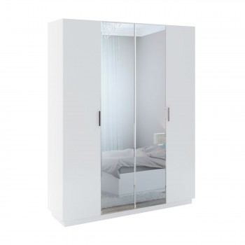 Шкаф с зер. 4 двери М22 Спальня Тиффани (белый текстурный) в Боготоле - bogotol.mebel54.com | фото