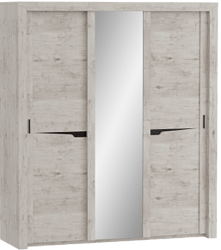 Шкаф трехдверный Соренто с раздвижными дверями Дуб бонифаций/Кофе структурный матовый в Боготоле - bogotol.mebel54.com | фото