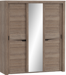 Шкаф трехдверный Соренто с раздвижными дверями Дуб стирлинг/Кофе структурный матовый в Боготоле - bogotol.mebel54.com | фото