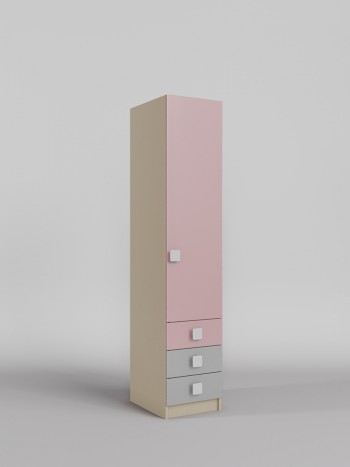 Шкаф угловой (секция с ящиками) Грэйси (Розовый/Серый/корпус Клен) в Боготоле - bogotol.mebel54.com | фото