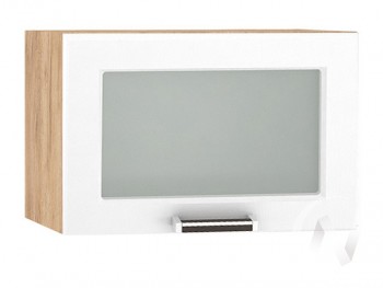 Шкаф верхний со стеклом Прага ШВГС 500 (Белое дерево/корпус дуб крафт золотой) в Боготоле - bogotol.mebel54.com | фото