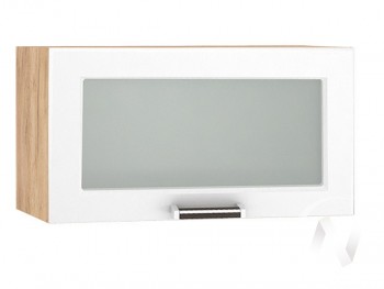 Шкаф верхний со стеклом Прага ШВГС 600 (Белое дерево/корпус дуб крафт золотой) в Боготоле - bogotol.mebel54.com | фото