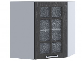 Шкаф верхний угловой со стеклом 590, ШВУС 590 (Клен серый/корпус белый) в Боготоле - bogotol.mebel54.com | фото