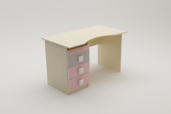 Стол (столешница с выемкой) Грэйси (Розовый/Серый/корпус Клен) в Боготоле - bogotol.mebel54.com | фото
