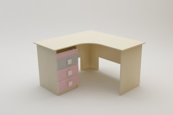 Стол угловой Грэйси (Розовый/Серый/корпус Клен) в Боготоле - bogotol.mebel54.com | фото