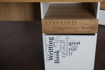 Стол с ящиками «Оксфорд» (Ривьера/Белый с рисунком) в Боготоле - bogotol.mebel54.com | фото