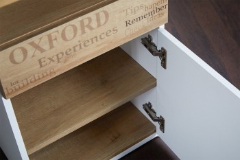 Стол угловой с ящиками «Оксфорд» (Ривьера/Белый с рисунком) в Боготоле - bogotol.mebel54.com | фото