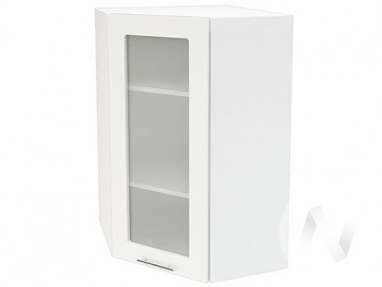 Угловой шкаф со стеклом Валерия-М ШВУС-599 (Белый глянец/Белый/верхний/высокий) в Боготоле - bogotol.mebel54.com | фото