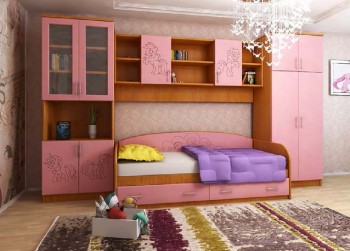 Детская Веселый пони Комплект мебели (Вишня оксфорд/Розовый) в Боготоле - bogotol.mebel54.com | фото